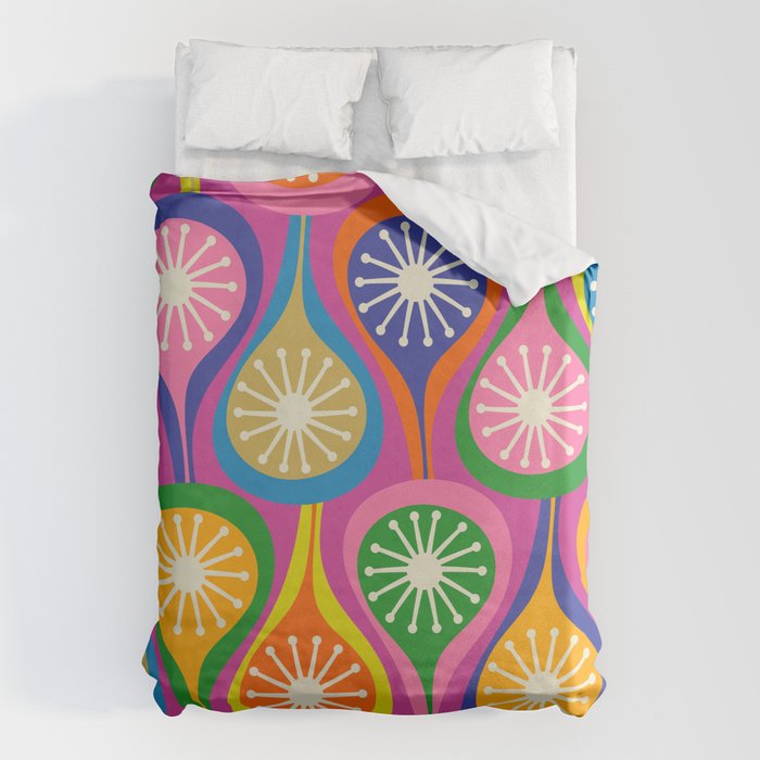 Colorful Mid Century Modern Atomic Drops Fun Retro Pattern Duvet Cover Gallery Image 6