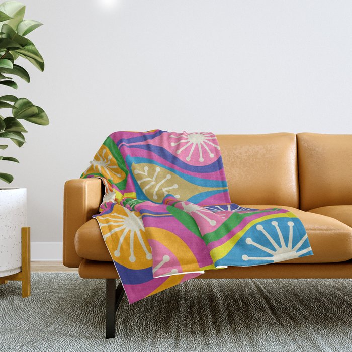 Colorful Mid Century Modern Atomic Drops Fun Retro Pattern Throw Blanket Gallery Image 1