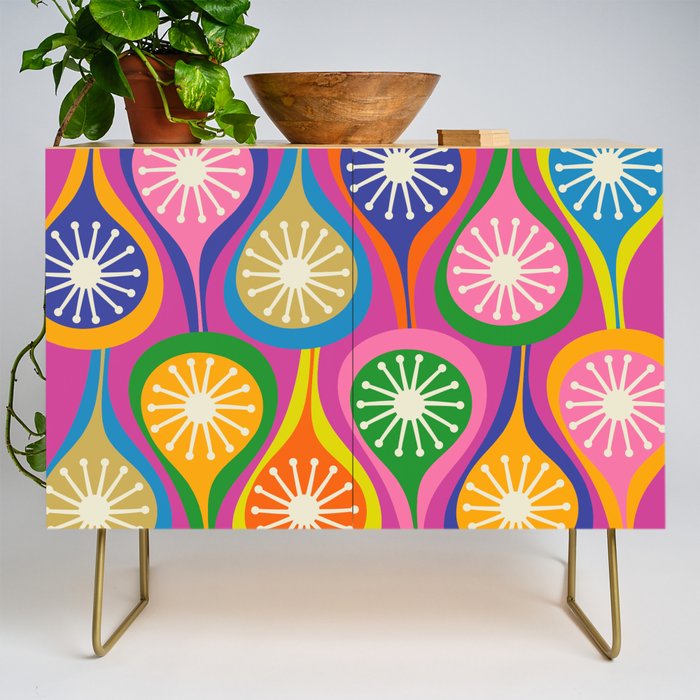 Colorful Mid Century Modern Atomic Drops Fun Retro Pattern Credenza Gallery Image 1