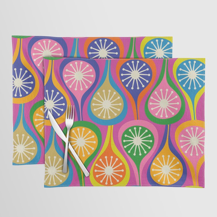 Colorful Mid Century Modern Atomic Drops Fun Retro Pattern Placemat Gallery Image 1