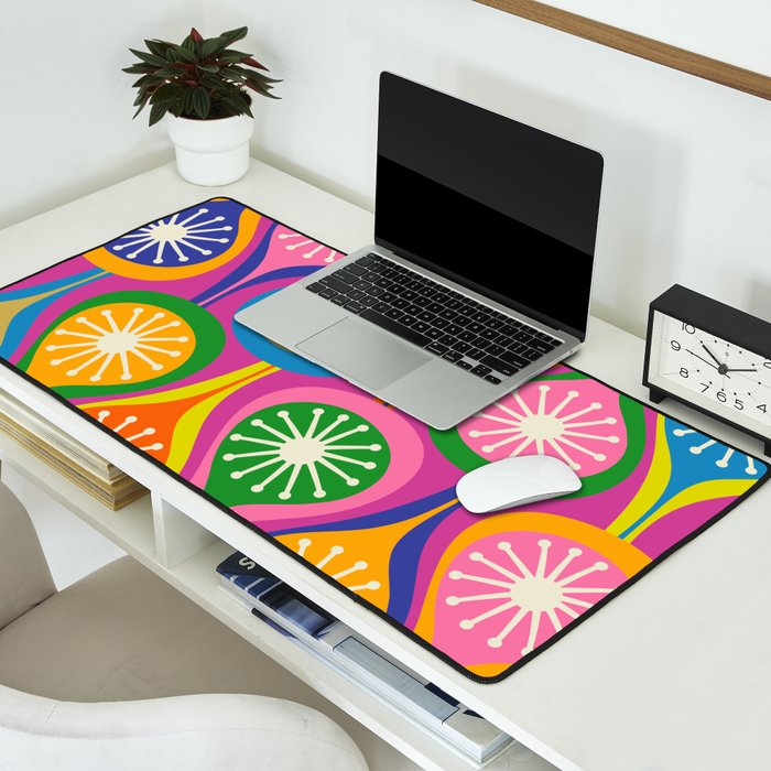 Colorful Mid Century Modern Atomic Drops Fun Retro Pattern Desk Mat Gallery Image 2