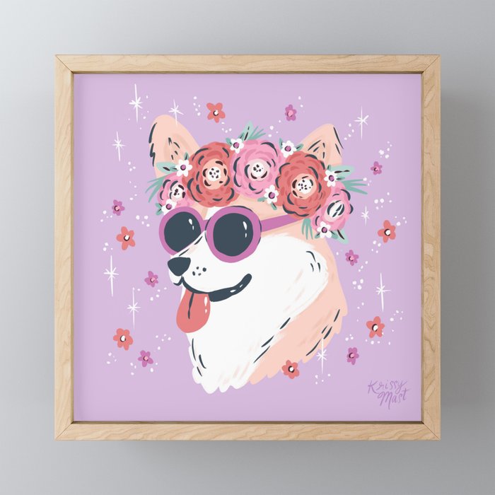 Corgi Flower Crown Festival Style Mini Art Print Gallery Image 1