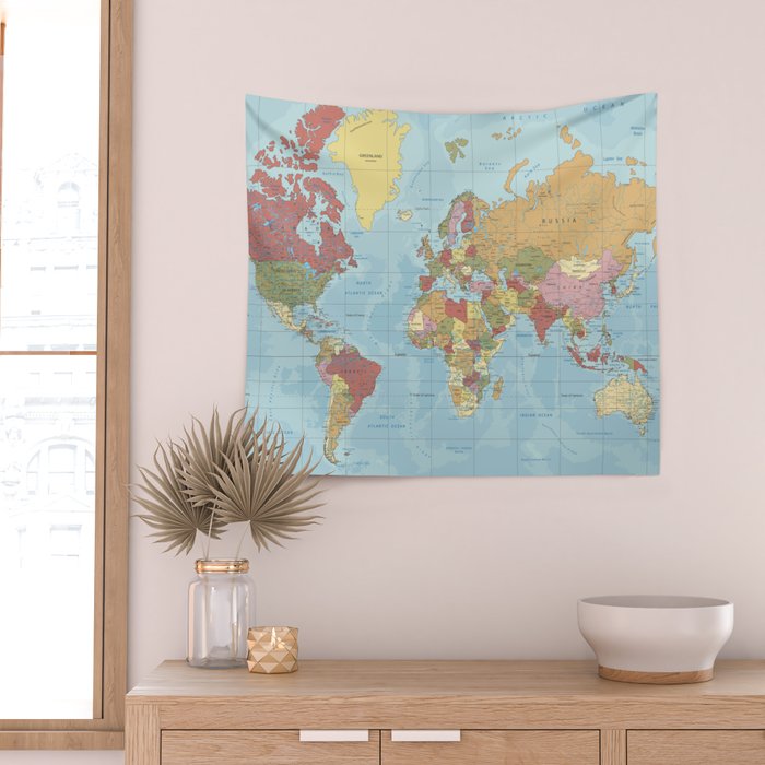 World Map Wall Tapestry Gallery Image 2