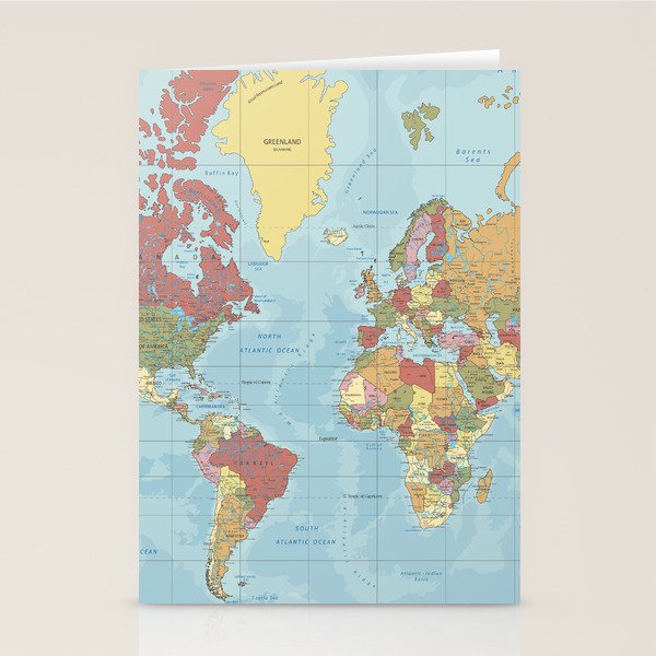 World Map Stationery Card Gallery Image 2