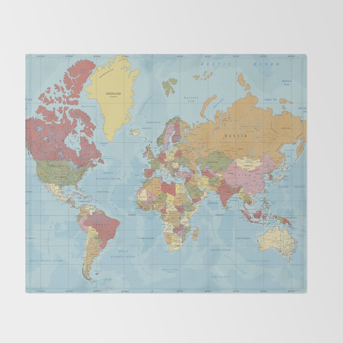 World Map Throw Blanket Gallery Image 2