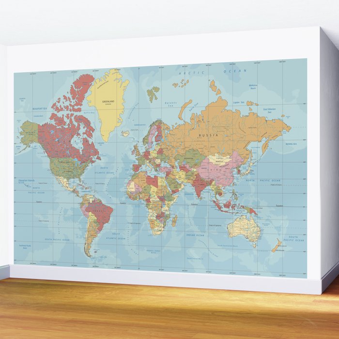 World Map Wall Mural Gallery Image 2