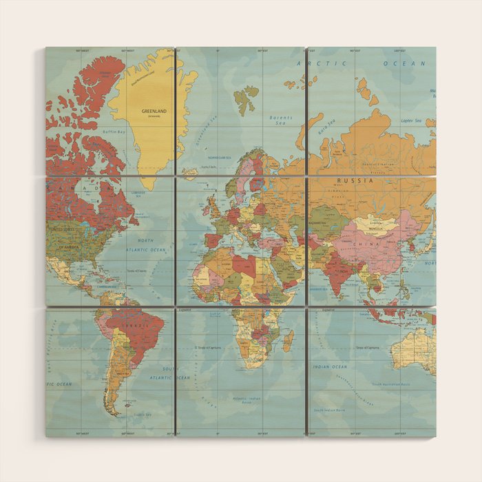 World Map Wood Wall Art Gallery Image 1