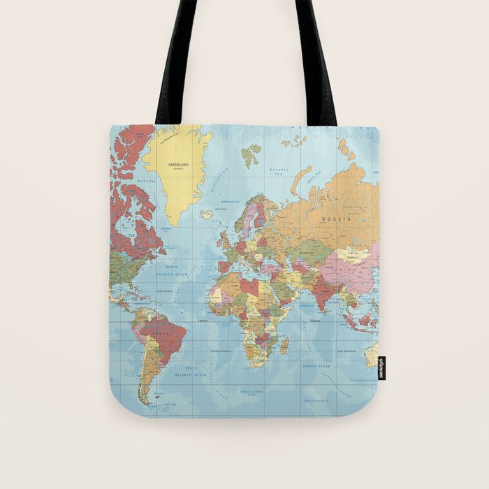 World Map Tote Bag Gallery Image 1