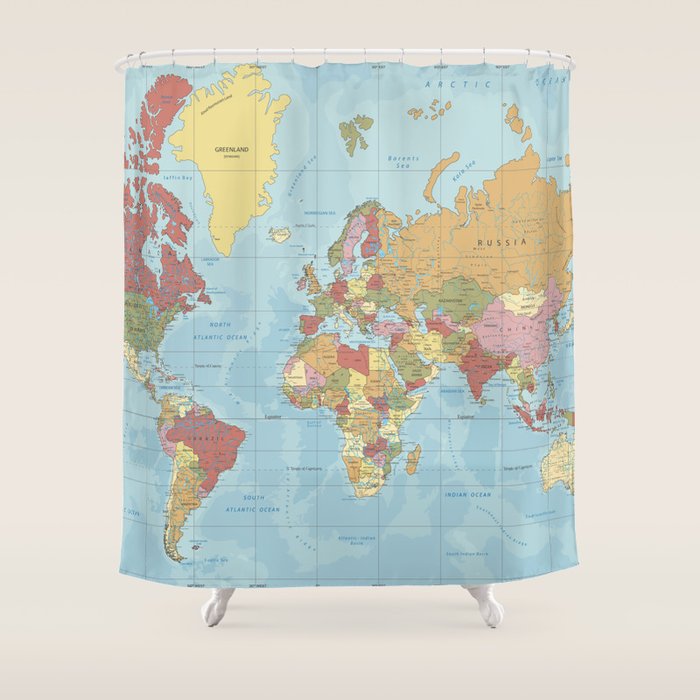 World Map Shower Curtain Gallery Image 1
