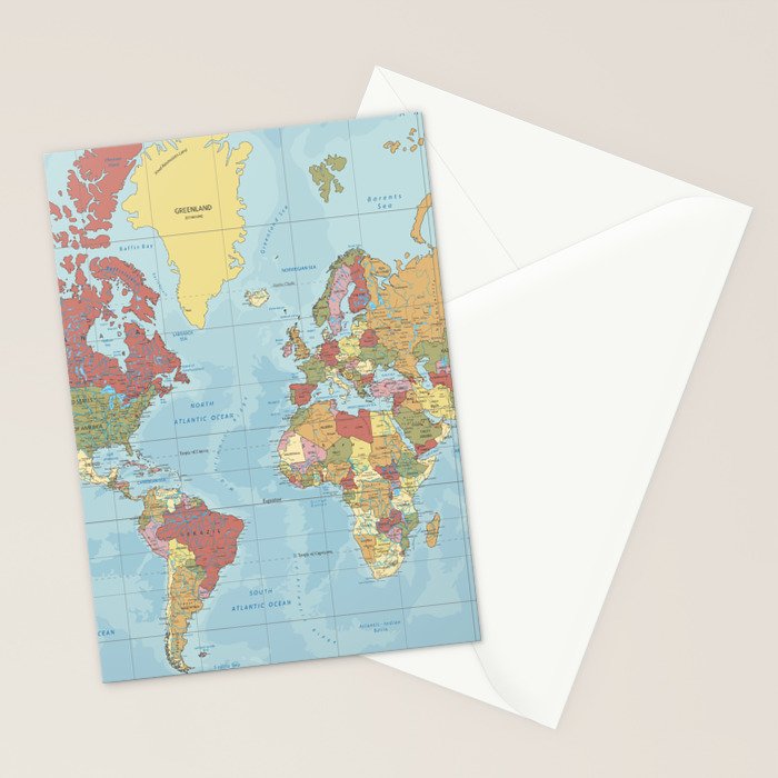 World Map Stationery Card Gallery Image 2