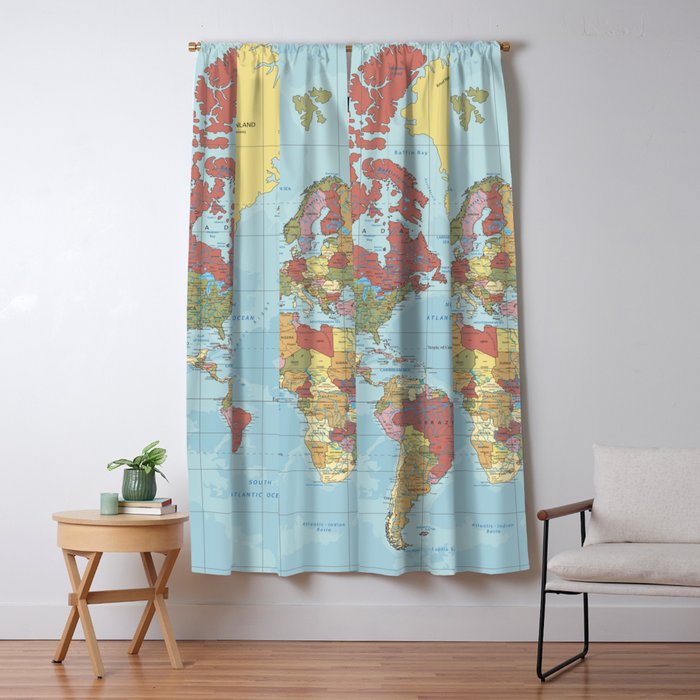 World Map Window Curtain Gallery Image 1