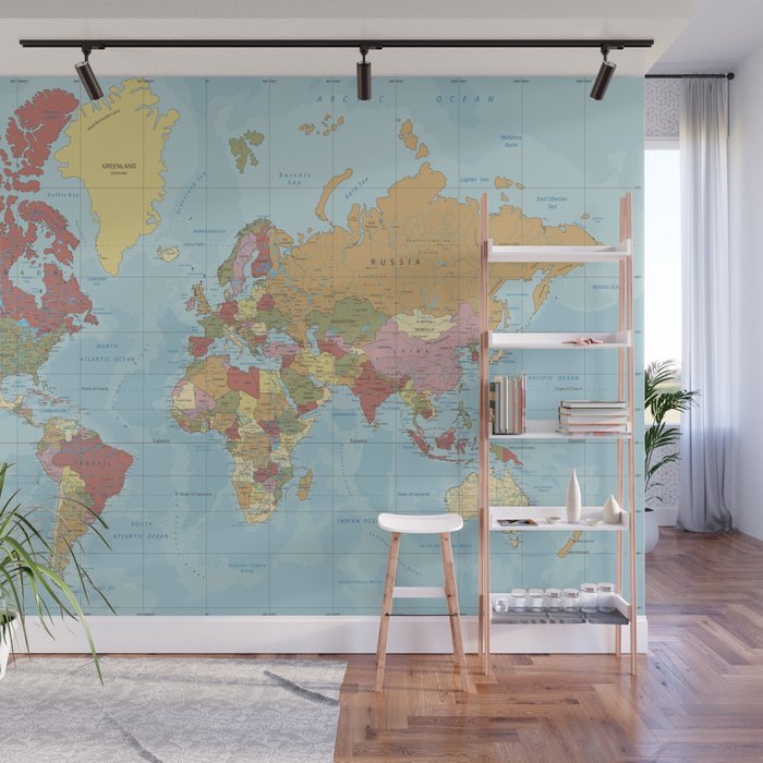 World Map Wall Mural Gallery Image 1