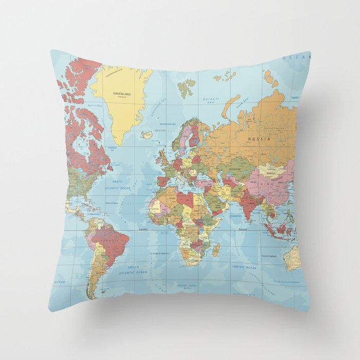 World Map Throw Pillow Gallery Image 6