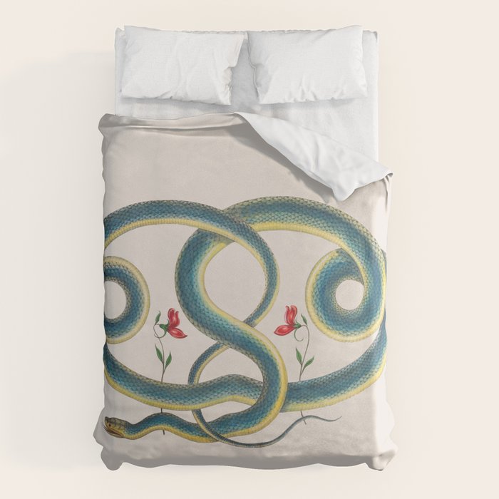 Albertus Seba Snakes Flowers Engraving Duvet Cover Gallery Image 1