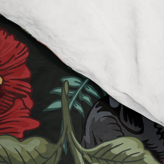 Botanical and Black Pugs Comforter Gallery Image 4