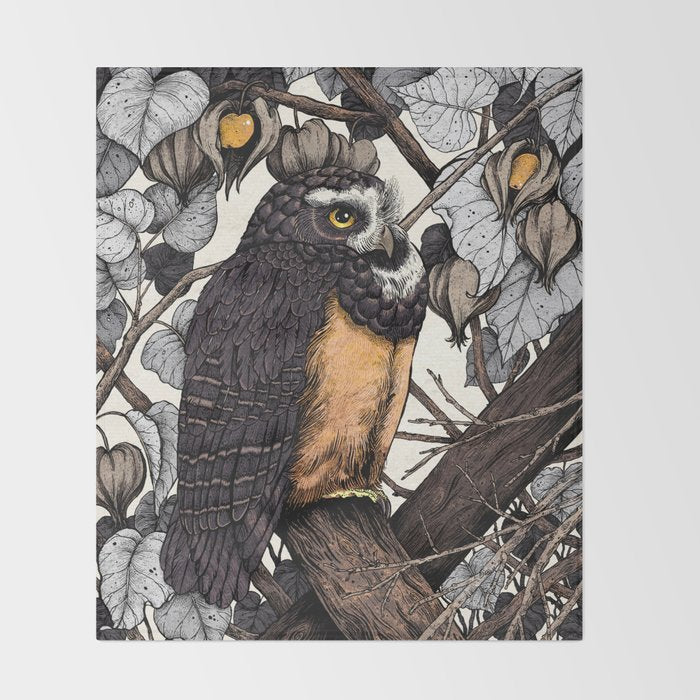 Spectacled Owl Throw Blanket Gallery Image 2