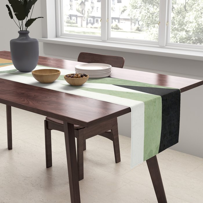 Abstract Art Tropical Leaves 4 Table Runner Gallery Image 2