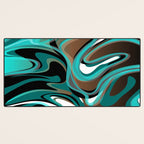 Liquify - Brown, Turquoise, Teal, Black, White Desk Mat Gallery Image 3