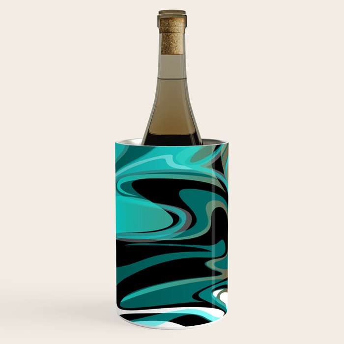 Liquify - Brown, Turquoise, Teal, Black, White Wine Chiller Gallery Image 2