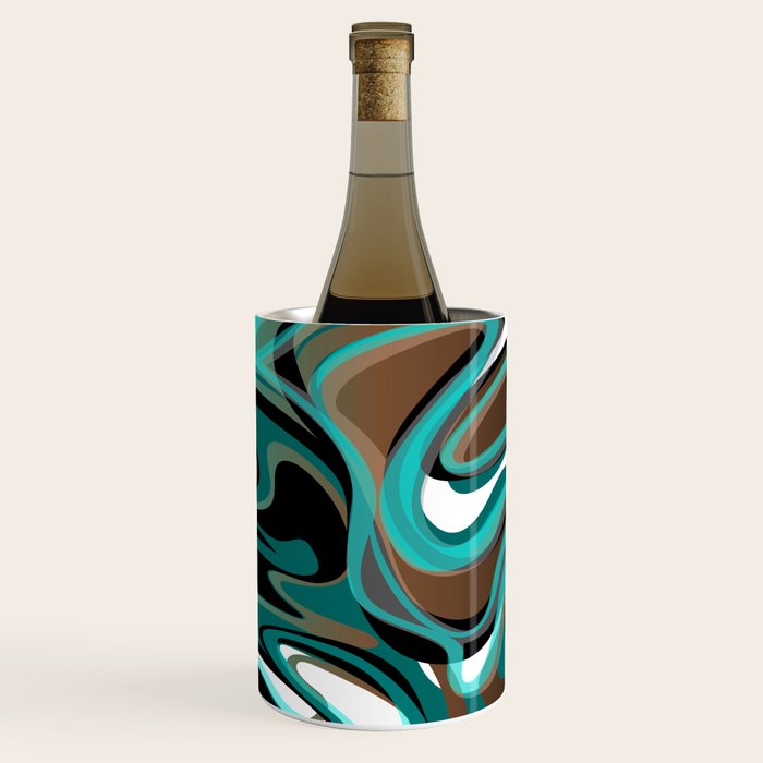 Liquify - Brown, Turquoise, Teal, Black, White Wine Chiller Gallery Image 1