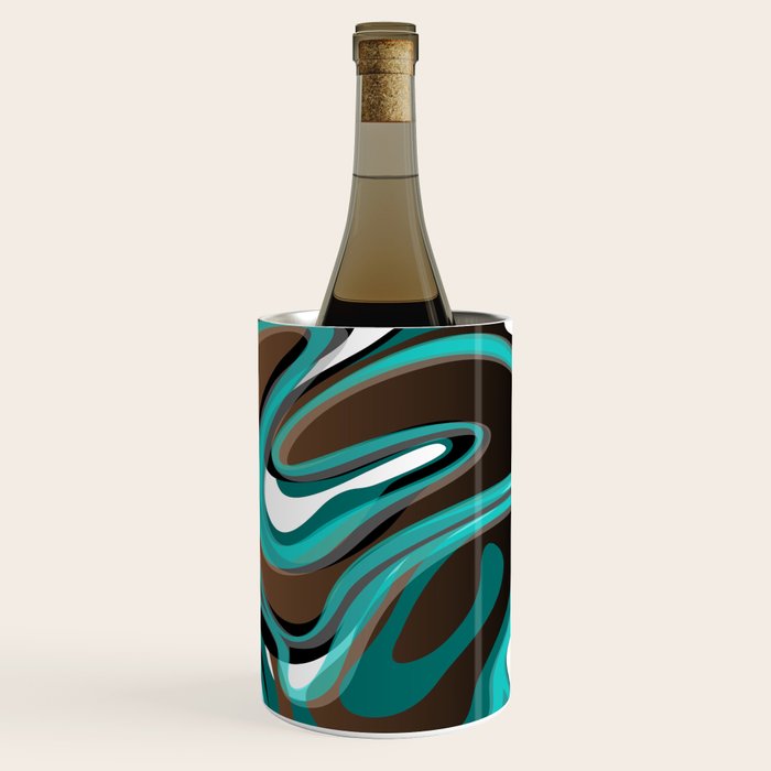 Liquify - Brown, Turquoise, Teal, Black, White Wine Chiller Gallery Image 3