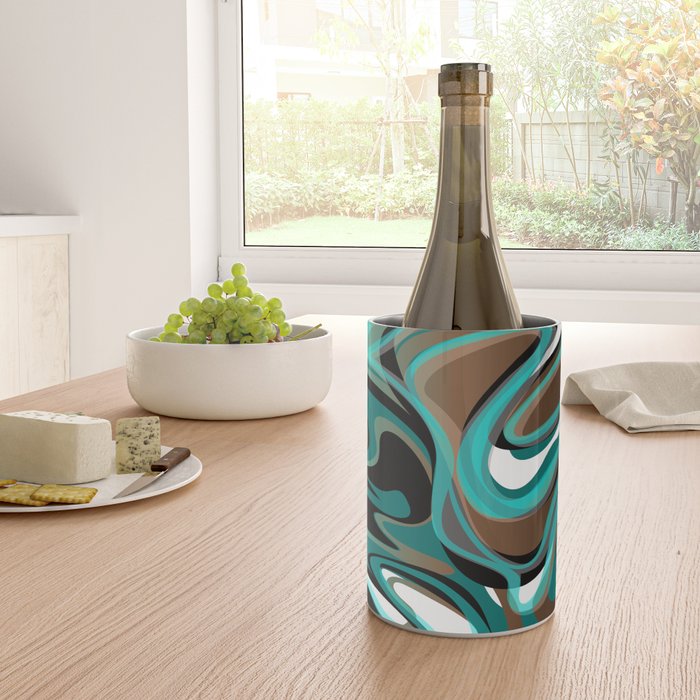 Liquify - Brown, Turquoise, Teal, Black, White Wine Chiller Gallery Image 4