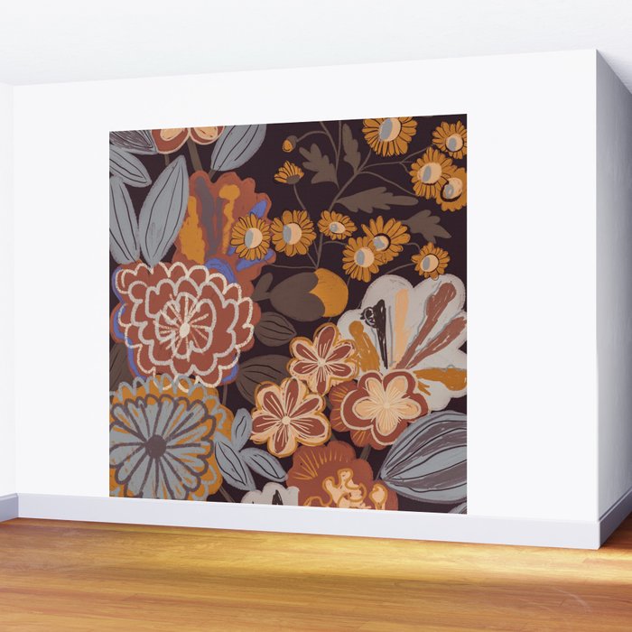 Brown floral Wall Mural Gallery Image 2