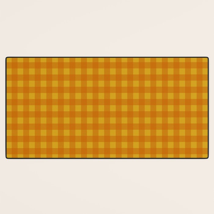 Gingham Check Pattern in Mustard Orange Yellow Desk Mat Gallery Image 3
