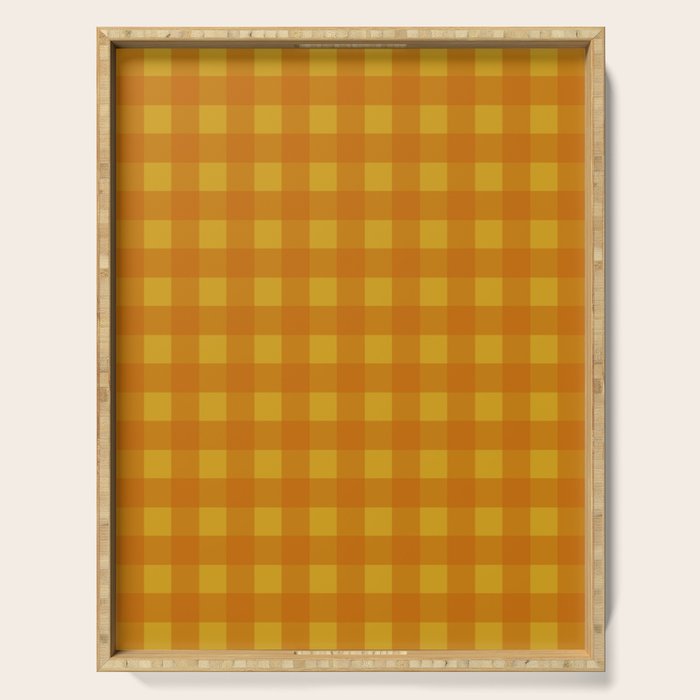 Gingham Check Pattern in Mustard Orange Yellow Serving Tray Gallery Image 1