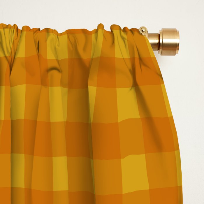 Gingham Check Pattern in Mustard Orange Yellow Window Curtain Gallery Image 2