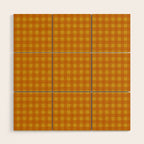 Gingham Check Pattern in Mustard Orange Yellow Wood Wall Art Gallery Image 1