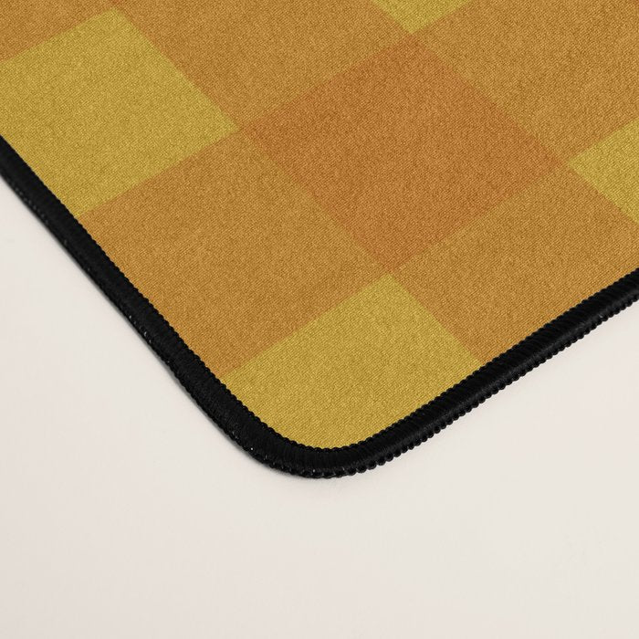 Gingham Check Pattern in Mustard Orange Yellow Desk Mat Gallery Image 4