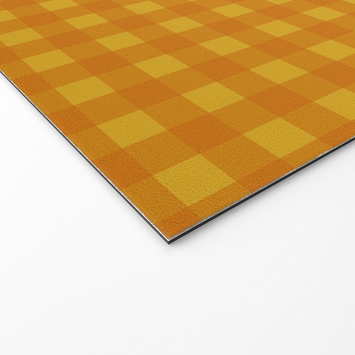 Gingham Check Pattern in Mustard Orange Yellow Welcome Mat Gallery Image 2