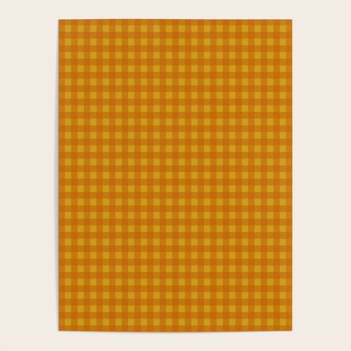 Gingham Check Pattern in Mustard Orange Yellow Poster Gallery Image 1