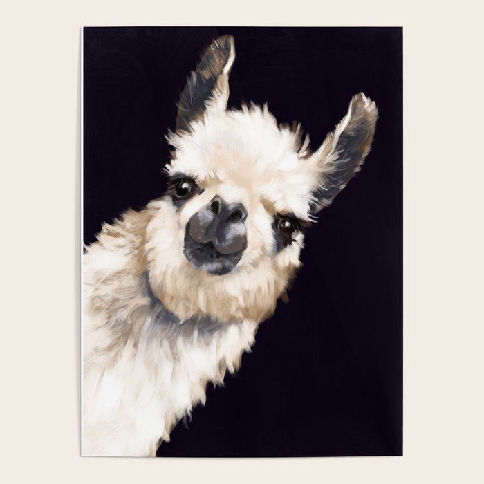 Sneaky Llama in Black Poster Gallery Image 1