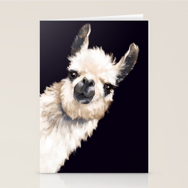 Sneaky Llama in Black Stationery Card Gallery Image 1