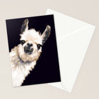 Sneaky Llama in Black Stationery Card Gallery Image 2