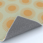 Boho Summer Sun Pattern VIII Sage and Orange Rug Gallery Image 4