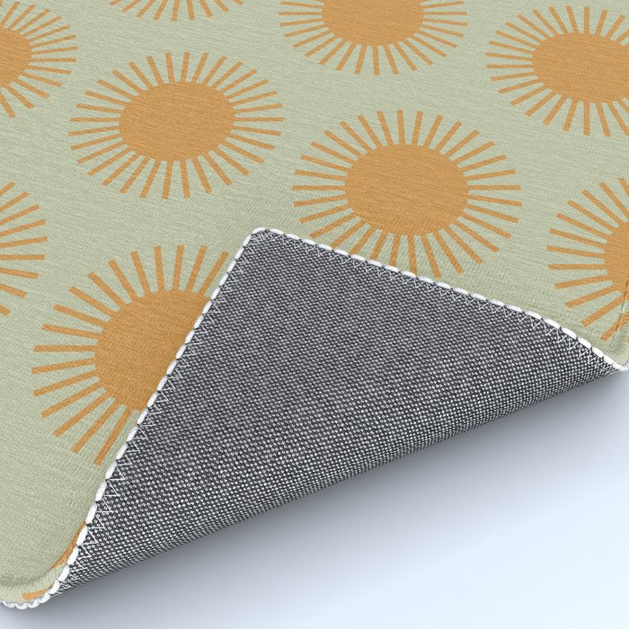 Boho Summer Sun Pattern VIII Sage and Orange Rug Gallery Image 4