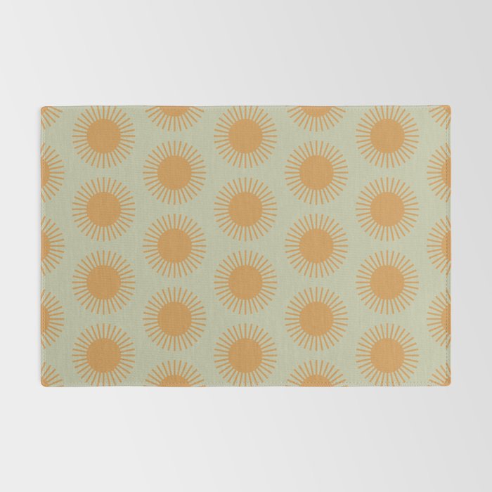 Boho Summer Sun Pattern VIII Sage and Orange Rug Gallery Image 2