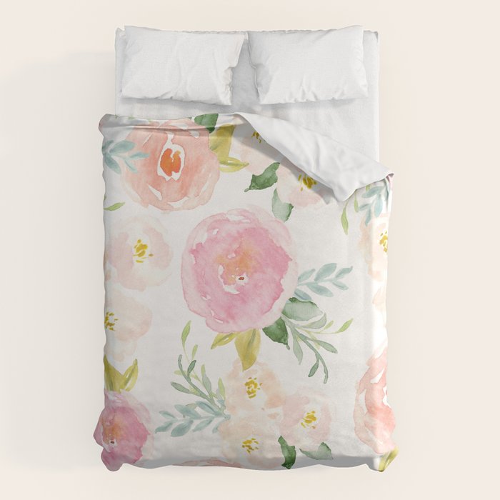 Sweet Pink Blooms (Floral 02) Duvet Cover Gallery Image 1