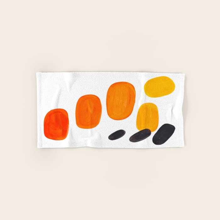 Mid Century Modern Colorful Minimal Pop Art Yellow Orange Ombre Rainbow Gradient Pebble Ovals Bath Towel Gallery Image 1