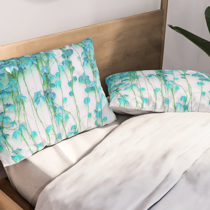 Average Absence, Botanical Minimal Nature Creepers Plants, Tropical Watercolor Bohemian Painting Pillow Sham Gallery Image 2