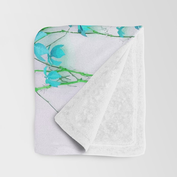 Average Absence, Botanical Minimal Nature Creepers Plants, Tropical Watercolor Bohemian Painting Throw Blanket Gallery Image 3