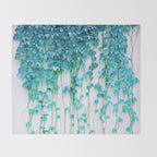 Average Absence, Botanical Minimal Nature Creepers Plants, Tropical Watercolor Bohemian Painting Throw Blanket Gallery Image 2