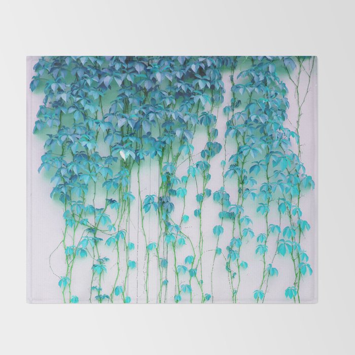 Average Absence, Botanical Minimal Nature Creepers Plants, Tropical Watercolor Bohemian Painting Throw Blanket Gallery Image 2