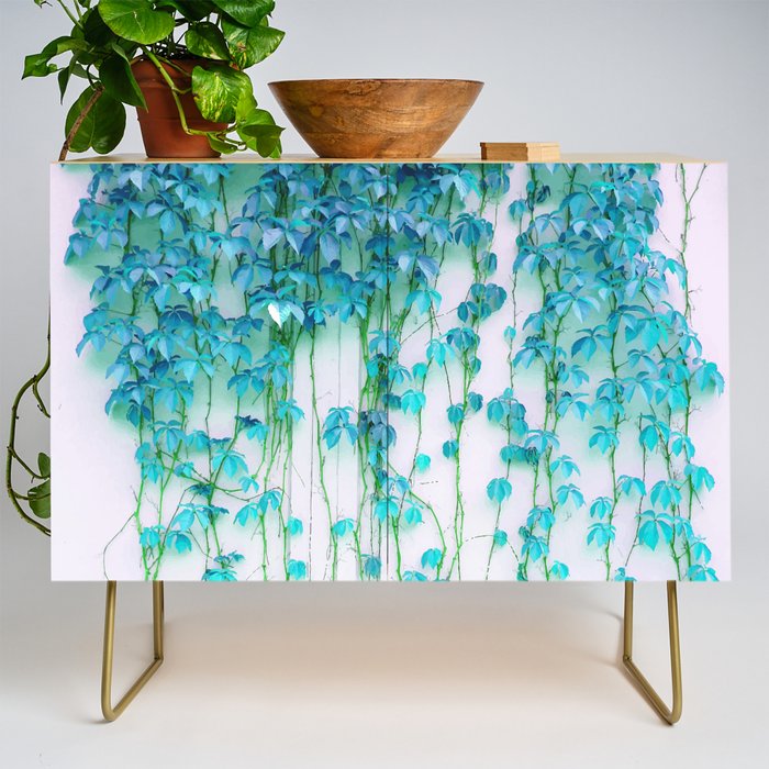 Average Absence, Botanical Minimal Nature Creepers Plants, Tropical Watercolor Bohemian Painting Credenza Gallery Image 1