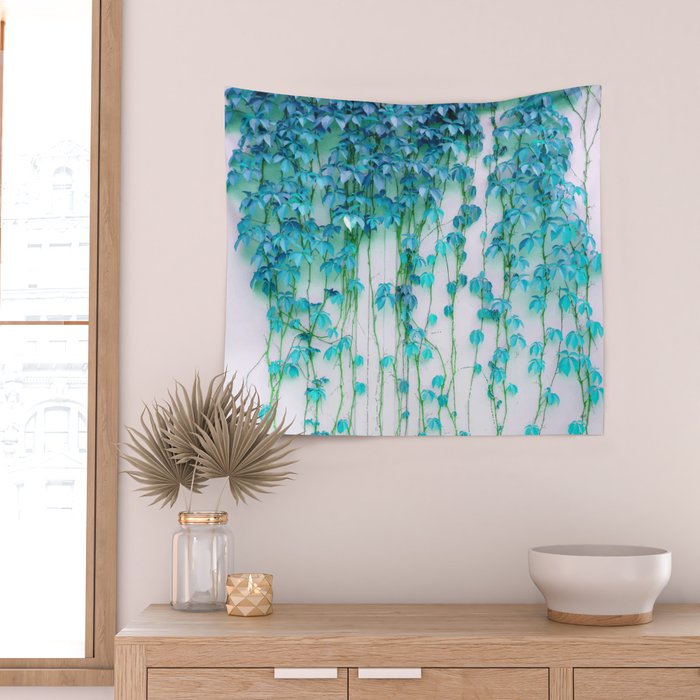 Average Absence, Botanical Minimal Nature Creepers Plants, Tropical Watercolor Bohemian Painting Wall Tapestry Gallery Image 2