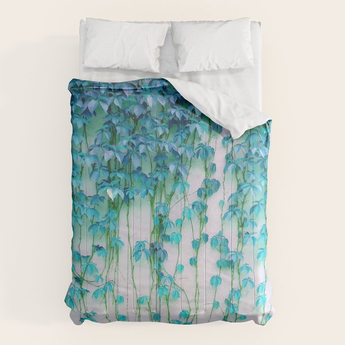 Average Absence, Botanical Minimal Nature Creepers Plants, Tropical Watercolor Bohemian Painting Comforter Gallery Image 6