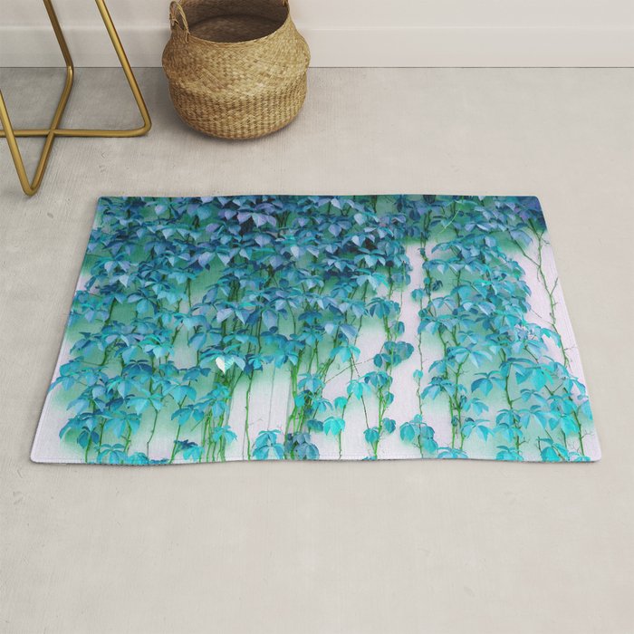 Average Absence, Botanical Minimal Nature Creepers Plants, Tropical Watercolor Bohemian Painting Rug Gallery Image 1
